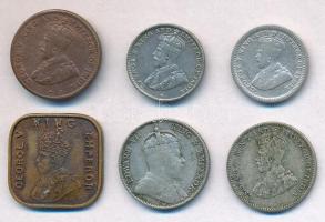Straits Settlements / Brit gyarmat 1910-1932. 1/4c-10c (6xklf) közte 4db ezüst T:2 Straits Settlements / British colony 1910-1932. 1/4 Cent - 10 Cents (6xdiff) including 4pcs of silver C:XF