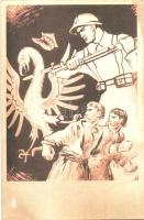 WWII Soviet military propaganda art postcard (fl)