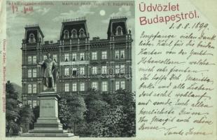 1899 Budapest V. Eötvös József szobor, Magyar-Francia Biztosító Rt. palotája, Ottmar Zieher kiadása (EK)