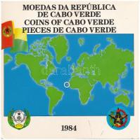 Zöld-foki Köztársaság 1980. 20c-50E (7xklf) forgalmi sor sérült karton díszcsomagolásban + 1984. 50E Cu-Ni FAO T:1 Cape Verde 1980. 20 Centavos - 50 Escudos (7xdiff) coin set in damaged cardboard case + 1984. 50 Escudos Cu-Ni FAO C:UNC