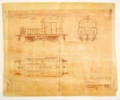 1935 Motoros tolatómozdony összeállítási rajza, 66x78 cm./ 1935 Plan of motorized shunting locomotive, 66x78 cm.