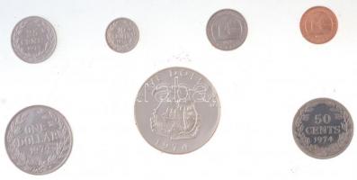 Libéria 1974. 1c-5$ (7xklf) forgalmi sor dísztokban, benne 1974. 5$ Ag "Elefánt" T:1 (ered...