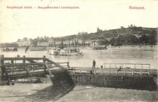 Budapest XIII. Margitszigeti kikötő, gőzhajó, Divald Károly (EK)