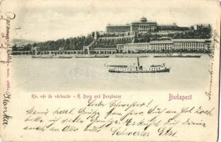 1899 Budapest I. Királyi vár és várbazár, gőzhajó, Stengel Emb. (EK)