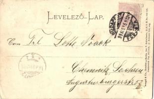 1899 Budapest I. Királyi vár és várbazár, gőzhajó, Stengel Emb. (EK)