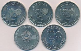 1982-1989. 100Ft (5xklf) labdarúgással kapcsolatos érme T:BU