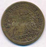 Franciaország DN XV. Lajos koronázása koronázási zseton réz másolata (27mm) T:2- France ND Coronation of Louis XV brass copy of coronation jeton (27mm) C:VF
