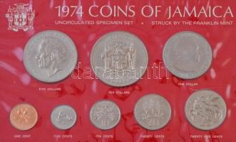 Jamaika 1975. 1c-10$ (8xklf) minta forgalmi sor dísztokban, benne 1975. 10$ Cu-Ni Sir Henry Morgan T:BU Jamaica 1975. 1 Cent - 10 Dollars (8xdiff) specimen coin set in case, including 1975. 10 Dollars Cu-Ni Sir Henry Morgan C:BU