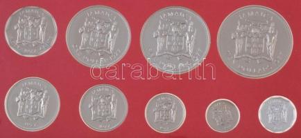 Jamaika 1977. 1c-10$ (9xklf) forgalmi sor sérült dísztokban, benne 1977. 10$ Cu-Ni "George Rodn...
