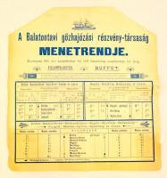 1901 A Balatontavi Gőzhajózási Rt. menetrendje 33x35 cmKÉt sarok levágva