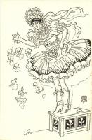 5 db régi Undi Mariska folklór művészlap, kiadja az Undi Atelier / 5 pre-1945 Hungarian folklore art...