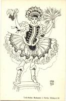 5 db régi Undi Mariska folklór művészlap, kiadja az Undi Atelier / 5 pre-1945 Hungarian folklore art...