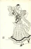 5 db régi Undi Mariska folklór művészlap, kiadja az Undi Atelier / 5 pre-1945 Hungarian folklore art...