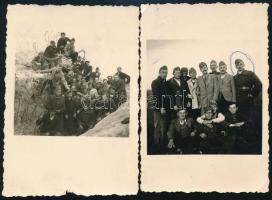 1940 Nagyvárad, Munkaszolgálatosok, hátoldalon feliratozott fotó, 2 db, 8,5×6 cm