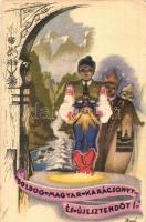 8 db régi Bozó irredenta ünnepi üdvözlőlap, művészlap / 8 pre-1945 Bozó signed irredenta greeting ca...