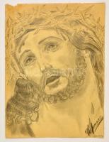 Olvashatatlan jelzéssel: Szenvedő Krisztus. Ceruza, papír, kis szakadással, 27×19 cm