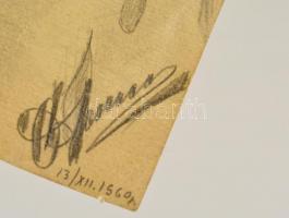 Olvashatatlan jelzéssel: Szenvedő Krisztus. Ceruza, papír, kis szakadással, 27×19 cm