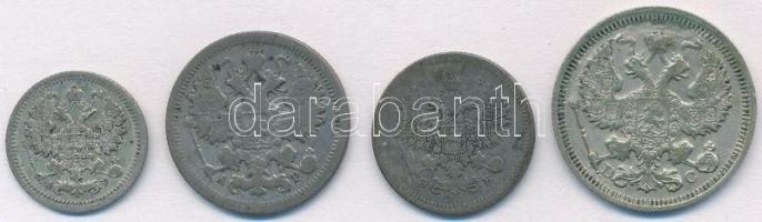 Orosz Birodalom 1905. 5k Ag + 15k Ag + 1907. 10k Ag + 1915. 20k Ag T:2-3
Russian Empire 1905. 5 Kop...