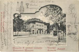 Budapest XIV. Városliget, Wampetits F. állatkerti vendéglője, lóvasút, Divald Károly 358. sz. (Rb)