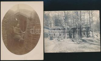 1917 Szentendre, Katonai életképek, 2 db fotó, 12×9 cm