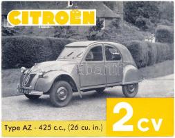 cca 1956 Citroen 2 CV kacsa, angol nyelvű prospektus, 4 p./ cca 1956 Citroen 2CV duck, in English language, 4 pc