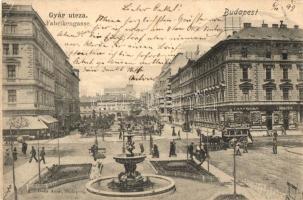 1899 Budapest VI. Gyár utca, lóvasút, üzletek, étterem, kiadja Ganz Antal (EB)