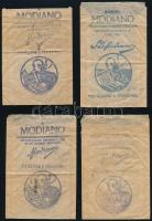 cca 1920-1940 4 db Modiano szivarka papír tasak, 7x10 cm.