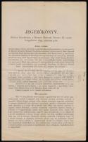 1899 A Balatoni Halászati Társulat ülésének jegyzőkönyve az utolsó év működésének és a Balaton állapotleírásának részleteivel 4p.