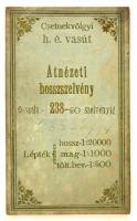 1894 Csetnekvölgyi helyi érdekű vasút átnézeti hosszszelvény 0 szelv. - 238-50 szelvényig