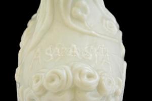 Aspasia tejüveg palack, Berndorf alpakka kupakkal, hibátlan, m: 28 cm