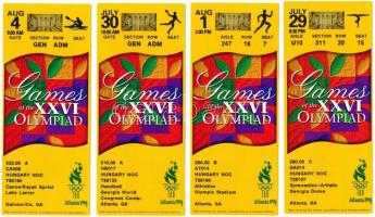 1996 4 db belépő az Atlantai olimpiára / Tickets for the Atlanta Olympic Games