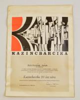 1974 Kazincbarcika 20 éves város emlékplakett adományozó oklevél Boldizsár Iván (1912-1988) író, újságíró részére 26x34 cm