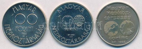 1985. 100Ft alpakka "Labdarúgó Világbajnokság Mexikó" + 1988. 100Ft alpakka "Labdarúg...
