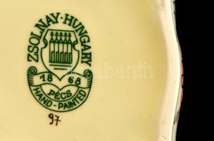 Zsolnay pillangó mintás bonbonier, kézzel festett, hibátlan, 10×10 cm