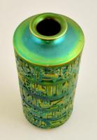 Zsolnay eozin mázas modern váza, harci szekeres jelenettel, jelzett, hibátlan, m: 28 cm