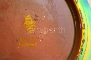 Zsolnay eozin mázas modern váza, harci szekeres jelenettel, jelzett, hibátlan, m: 28 cm