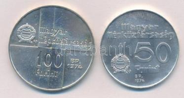 1974. 50Ft Ag + 100Ft Ag "MNB" pár T:BU 
Adamo EM44, EM45