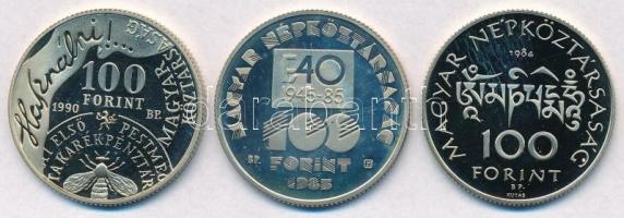 1984. 100Ft alpakka "Kőrösi Csoma Sándor" + 1985. 100Ft alpakka  "FAO - Fa, búza, hal...