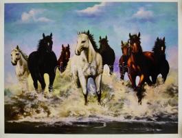 Száguldó lovak, színes nyomat, 45×35 cm