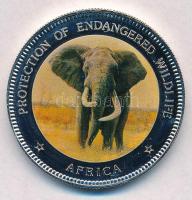 Uganda 1996. 1000Sh Ag Veszélyeztetett állatvilág - Elefánt multicolor T:PP Uganda 1996. 1000 Shilling Ag Endangered Wildlife - Elephant multicolor C:PP Krause KM#65