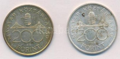 1993. 200Ft Ag "MNB" (2x) T:2 patina