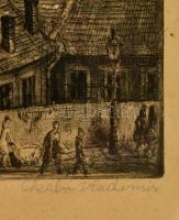 Szabó Vladimir (1905-1991): Naphegy utca, rézkarc, papír, jelzett, üvegezett keretben, 29,5×39 cm