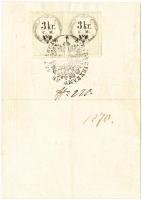 1858 Személyi igazolvány 2x3kr CM okmánybélyeggel