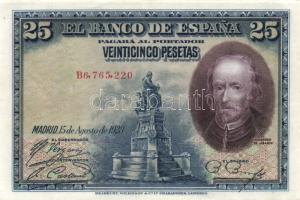 Spanyolország 1928.8.15. 25P T:II+ Csak egyszer hajtva!