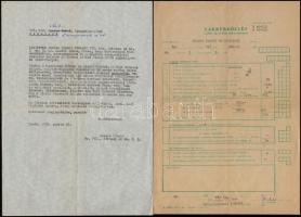 1941-1972 Szenes László (1912-1986) színművész hagyatéka, Országos Zsidó Segítő Bizottság gondozási könyve, esküvői meghívója, lakásüggyel kapcsolatos papírjai