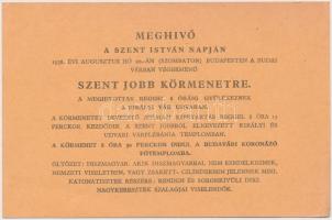 1938 Szent Jobb körmenetre szóló meghívók