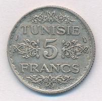 Tunézia / Francia Protektorátus 1936. (1355) 5Fr Ag T:2  Tunisia / French Protectorate 1936. (1355) 5 Francs Ag C:XF