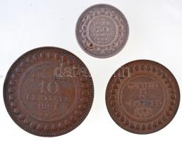 Tunézia / Francia Protektorátus 1891A (1308) 5c Br + 10c Br + 50c Ag T:1-,2
Tunisia / French Protec...