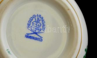 Herendi Apponyi mintás rózsás porcelán bonbonier, kézzel festett, jelzett, hibátlan, m: 8 cm, d: 9,5...