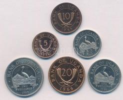 Uganda 1966. 5c-2Sh (6xklf) forgalmi sor T:PP ujjlenyomat Uganda 1966. 5 Cents - 2 Shillings (6xdiff) coin set C:PP fingerprint
